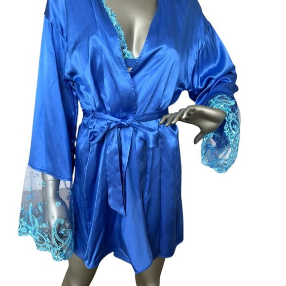 Cosabella Silk Robe and Thong Sanika Blue Size M - Picture 3 of 8